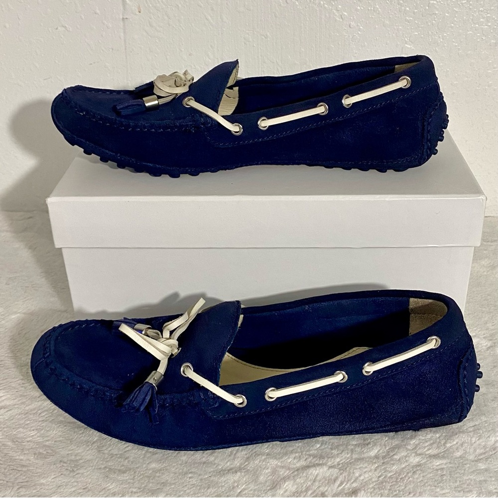 Cole Haan Grant Navy Blue Suede Driving Moccasin Loafers Women’s Size 7.5B - Picture 2 of 9